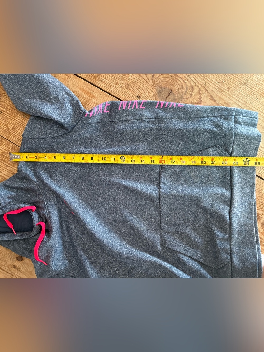 Nike Gray Cowlneck Hoodie with Bright Pink Drawcords & bright pink swoosh L - Picture 8 of 10